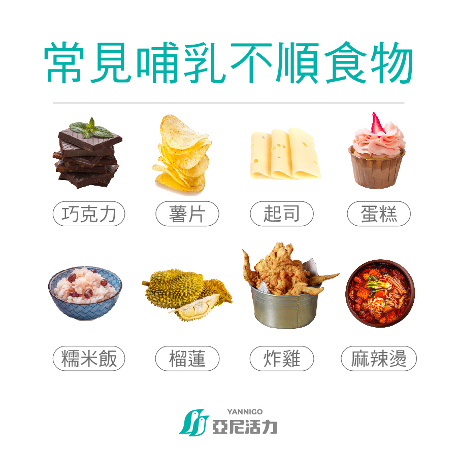 高熱量高油質容易引起哺乳期不順暢，阻礙母乳擠出，塞住狀況