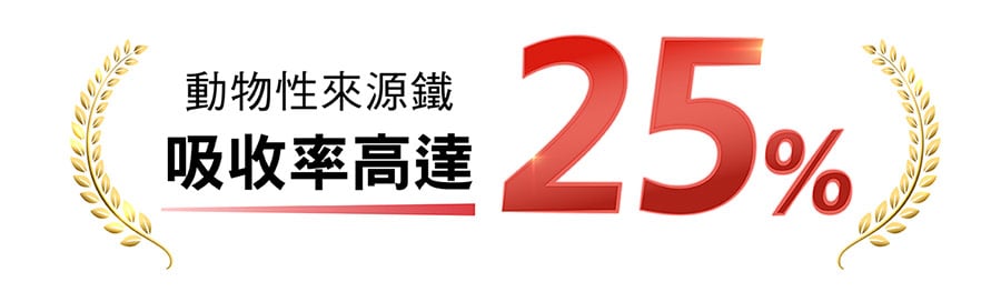 動物性來源鐵質，人體吸收率高達25%以上