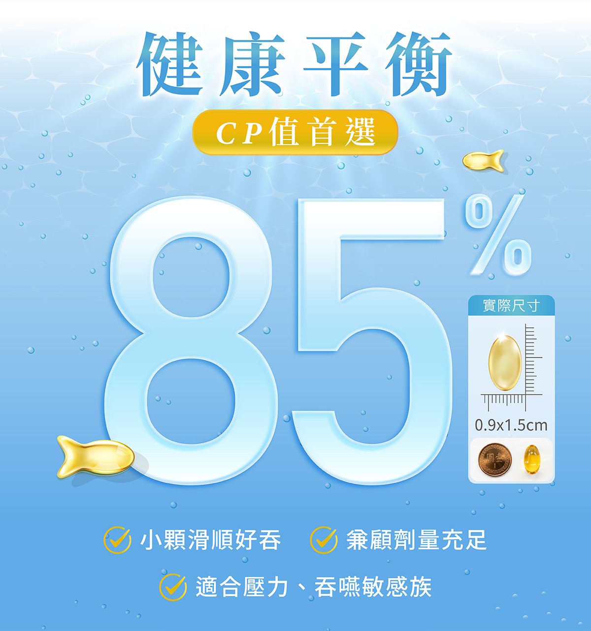 rTG85%高濃度魚油小顆好吞無腥味,吞嚥敏感族免擔心 rTG85%高濃度魚油小顆好吞無腥味,吞嚥敏感族免擔心