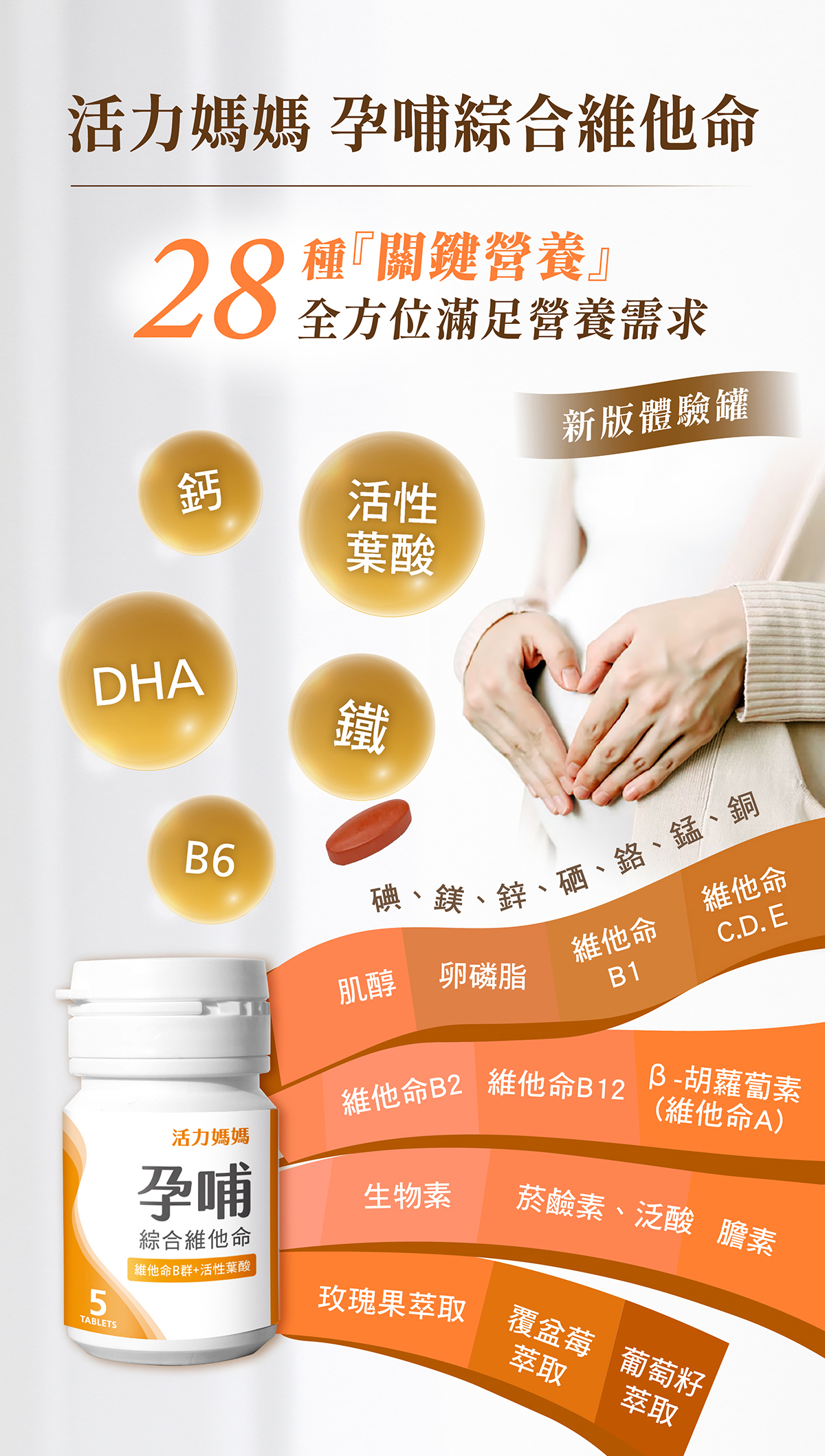 活力媽媽孕哺綜合維他命：富含28種懷孕孕期媽媽全方位關鍵營養需求