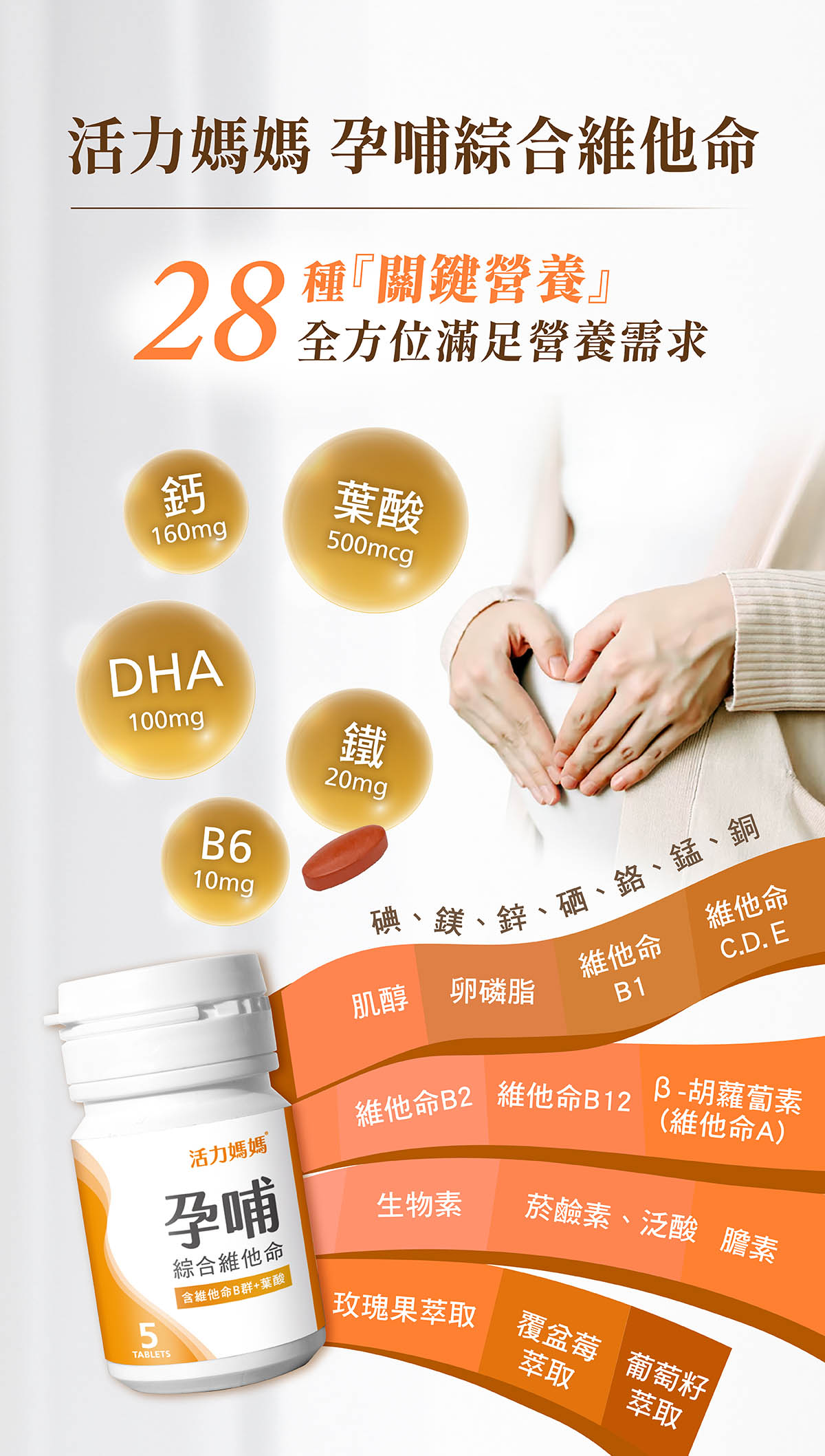 活力媽媽孕哺綜合維他命:富含28種懷孕孕期媽媽全方位關鍵營養需求 活力媽媽孕哺綜合維他命:富含28種懷孕孕期媽媽全方位關鍵營養需求