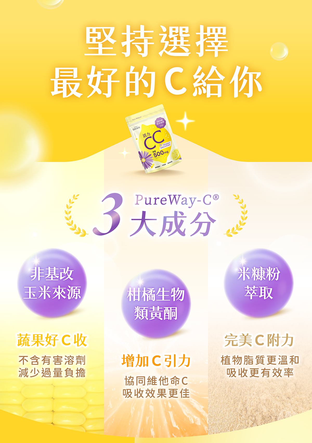 亞尼活力嚴選美國專利複方PureWay-C®,結合天然+合成優勢! 亞尼活力嚴選美國專利複方PureWay-C®,結合天然+合成優勢!
