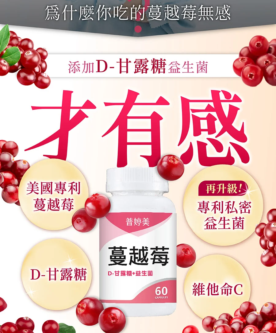 女性蔓越莓推薦 1：亞尼活力 蔓越莓益生菌膠囊＋D-甘露糖