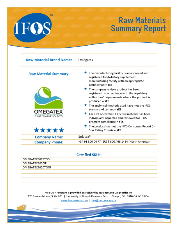 IFOS魚油五星級認證