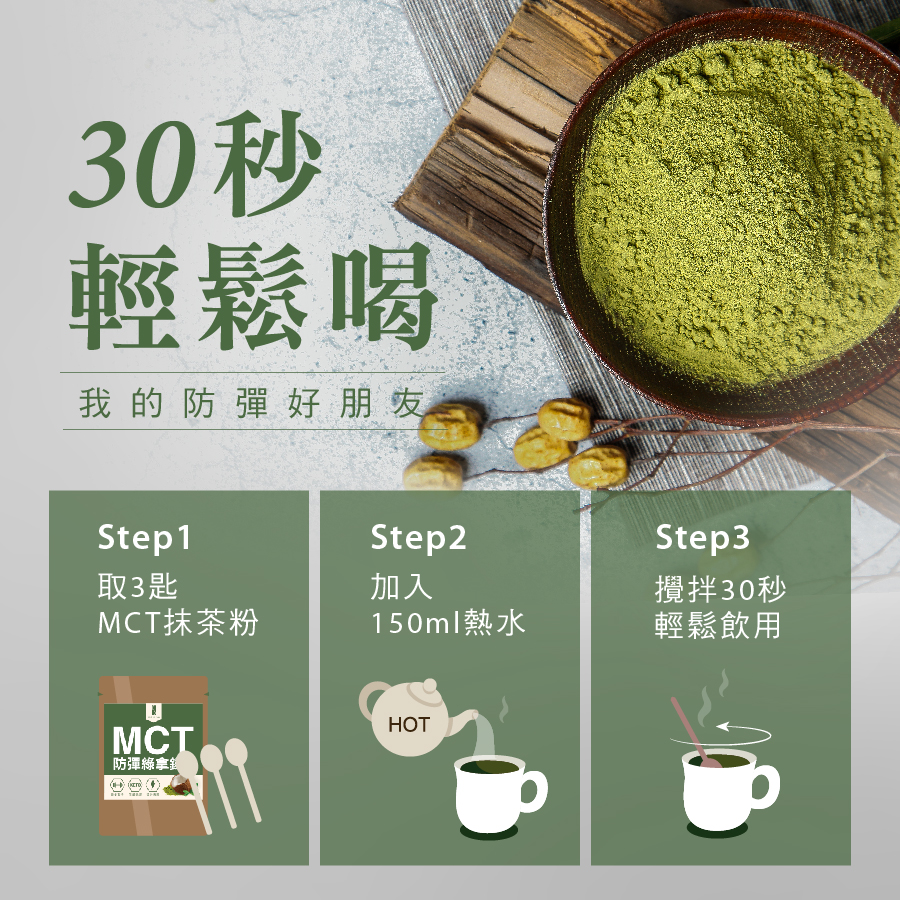 防彈MCT抹茶粉喝法