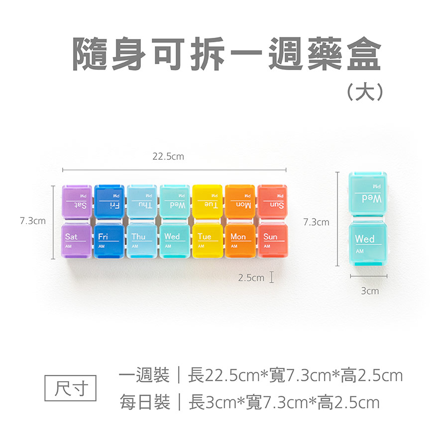 隨身可拆一週藥盒(大)尺寸規格