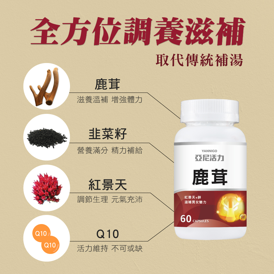 威立鋒鹿茸複方膠囊食品 添加紅景天、Q10、韭菜籽